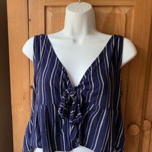 Adorable Gently Used - Navy Blue/white L.A. Hearts Crop Top - Size -Small